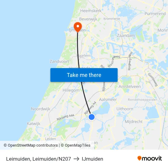 Leimuiden, Leimuiden/N207 to IJmuiden map