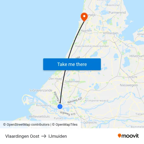 Vlaardingen Oost to IJmuiden map