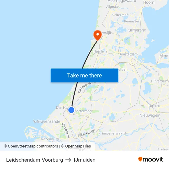 Leidschendam-Voorburg to IJmuiden map