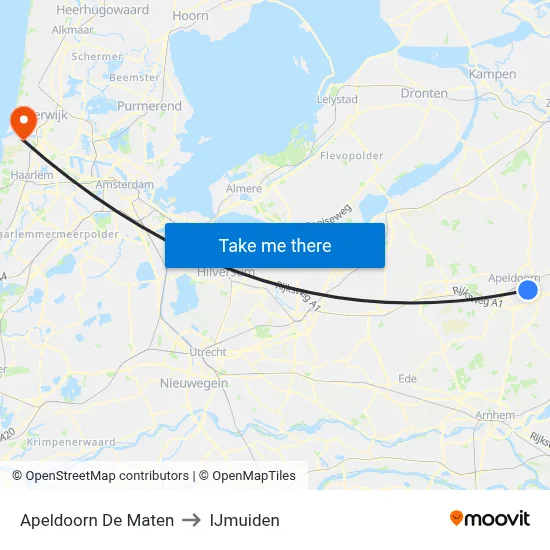 Apeldoorn De Maten to IJmuiden map