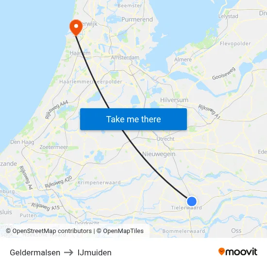 Geldermalsen to IJmuiden map