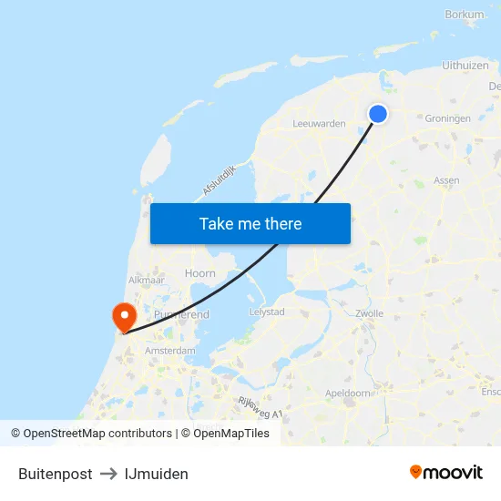 Buitenpost to IJmuiden map