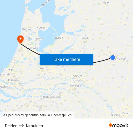 Delden to IJmuiden map