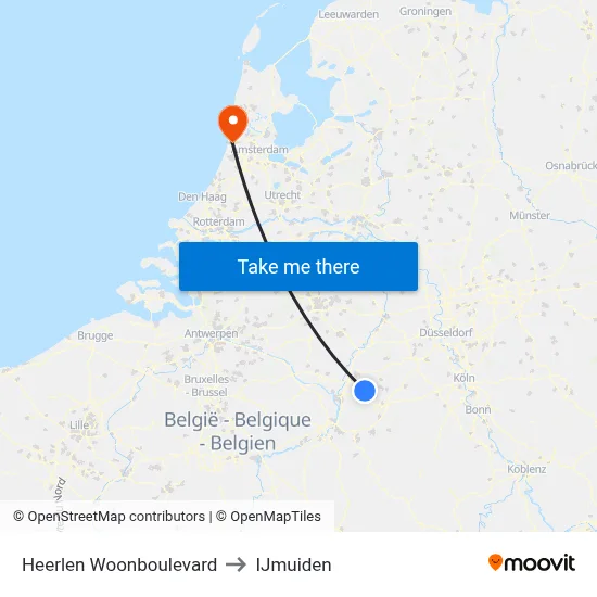 Heerlen Woonboulevard to IJmuiden map