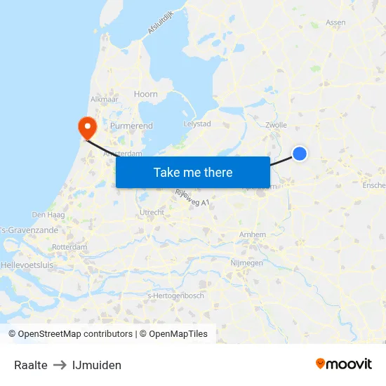 Raalte to IJmuiden map