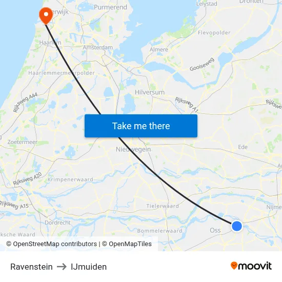 Ravenstein to IJmuiden map