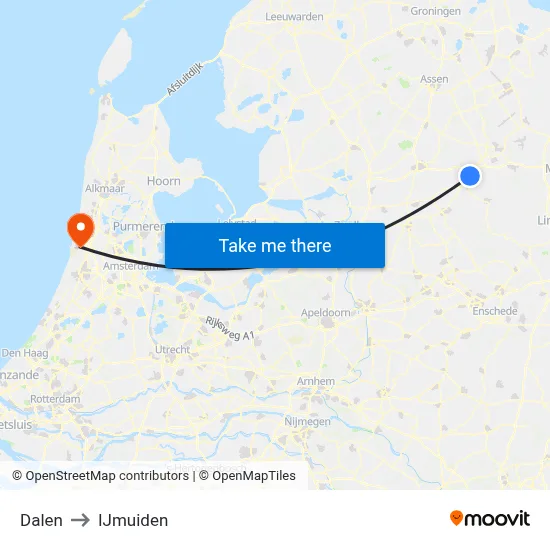 Dalen to IJmuiden map