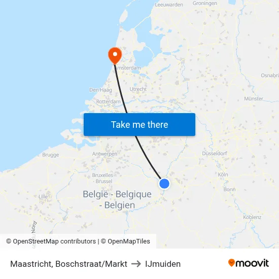 Maastricht, Boschstraat/Markt to IJmuiden map