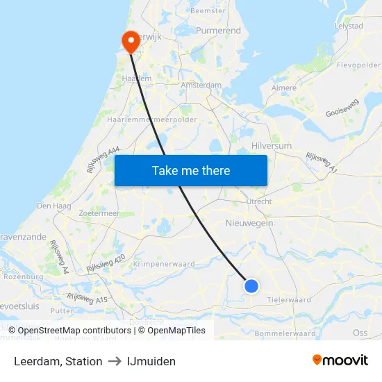 Leerdam, Station to IJmuiden map
