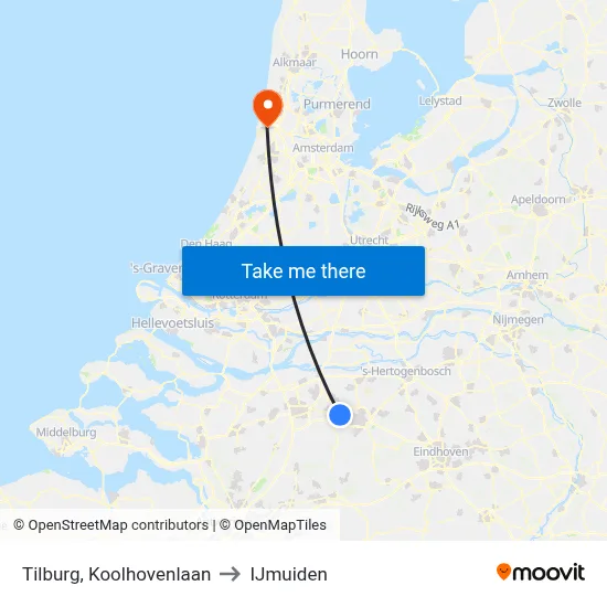Tilburg, Koolhovenlaan to IJmuiden map