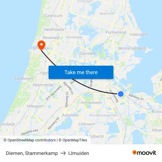 Diemen, Stammerkamp to IJmuiden map
