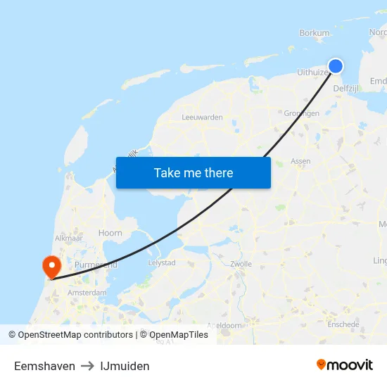 Eemshaven to IJmuiden map