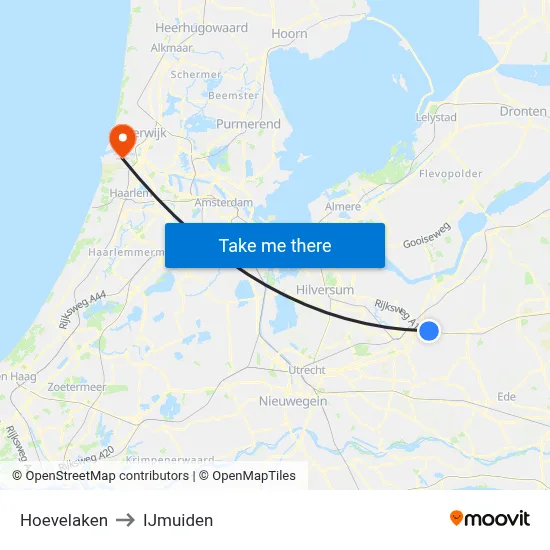 Hoevelaken to IJmuiden map
