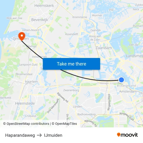 Haparandaweg to IJmuiden map