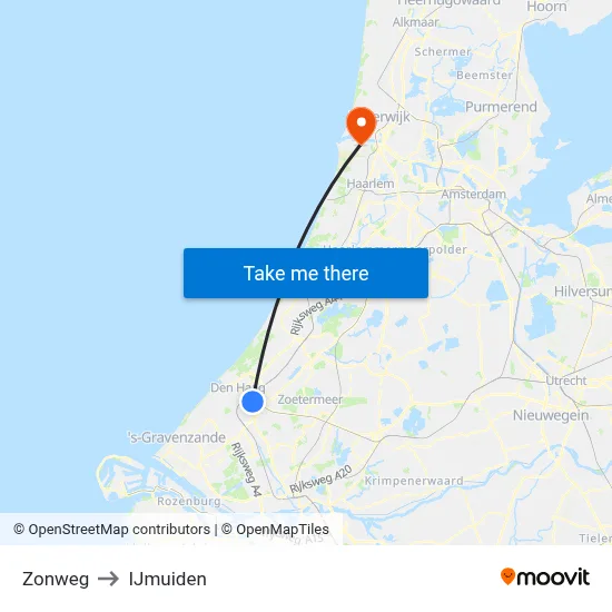 Zonweg to IJmuiden map