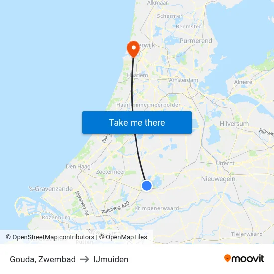 Gouda, Zwembad to IJmuiden map