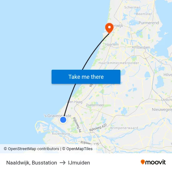 Naaldwijk, Busstation to IJmuiden map