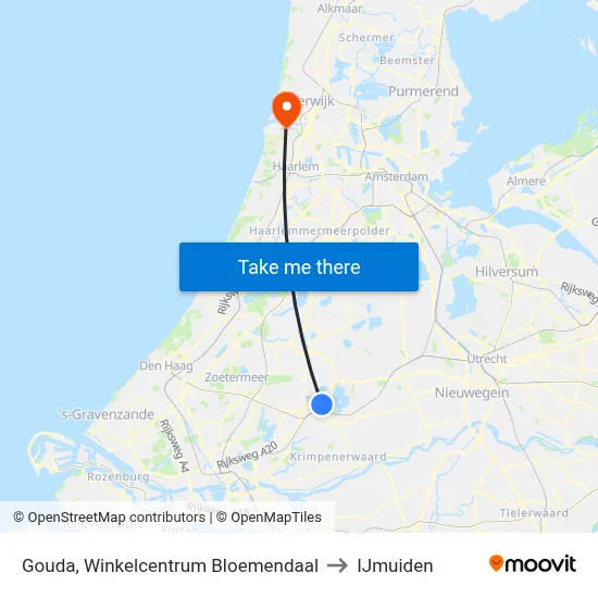 Gouda, Winkelcentrum Bloemendaal to IJmuiden map