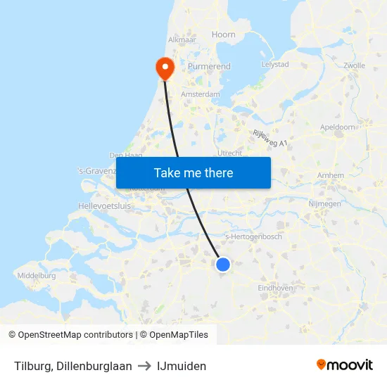 Tilburg, Dillenburglaan to IJmuiden map