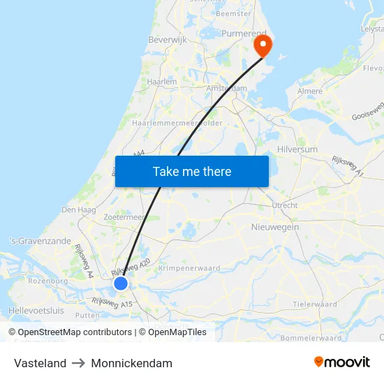 Vasteland to Monnickendam map