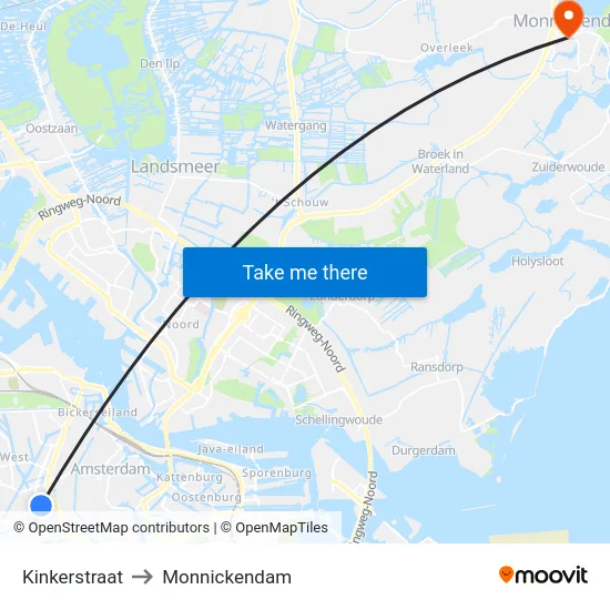 Kinkerstraat to Monnickendam map