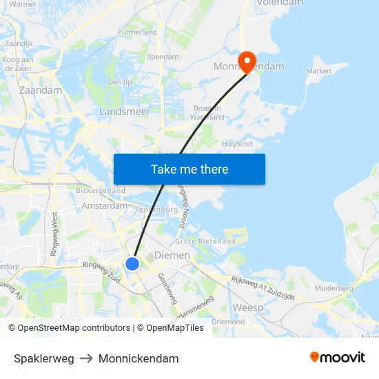 Spaklerweg to Monnickendam map