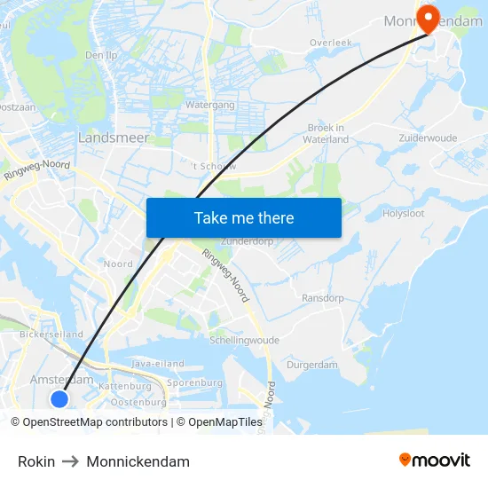 Rokin to Monnickendam map