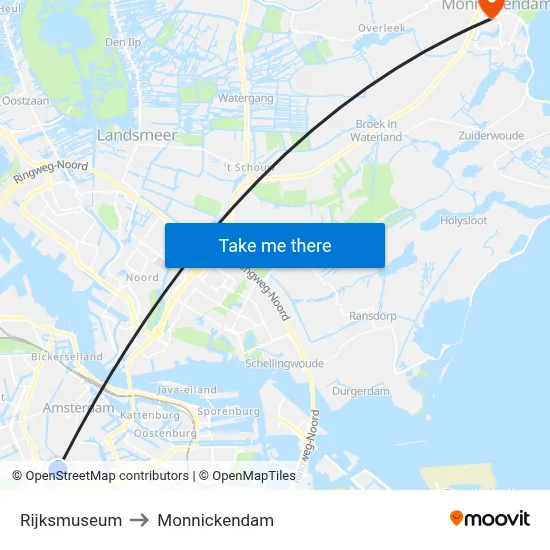 Rijksmuseum to Monnickendam map