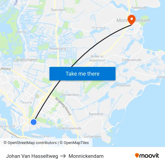 Johan Van Hasseltweg to Monnickendam map