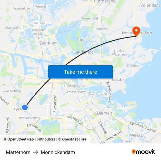 Matterhorn to Monnickendam map