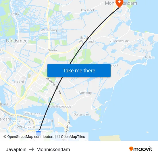 Javaplein to Monnickendam map