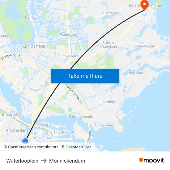 Waterlooplein to Monnickendam map