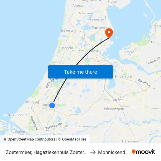 Zoetermeer, Hagaziekenhuis Zoetermeer to Monnickendam map