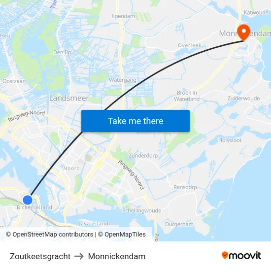 Zoutkeetsgracht to Monnickendam map