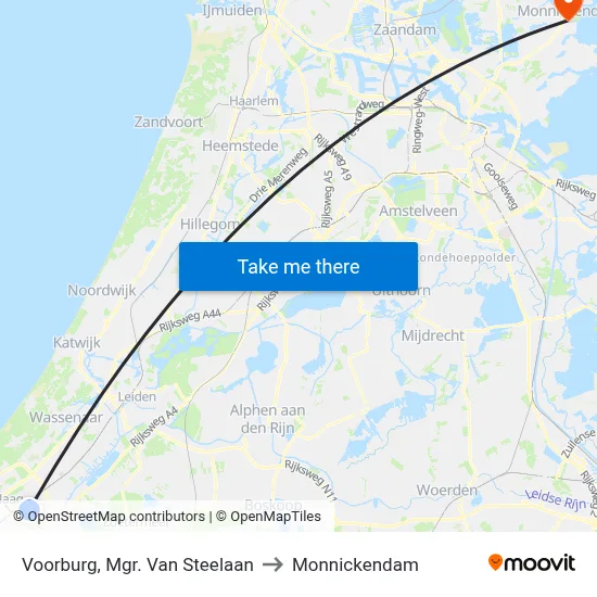 Voorburg, Mgr. Van Steelaan to Monnickendam map