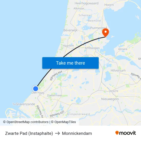 Zwarte Pad (Instaphalte) to Monnickendam map