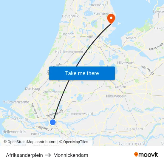 Afrikaanderplein to Monnickendam map