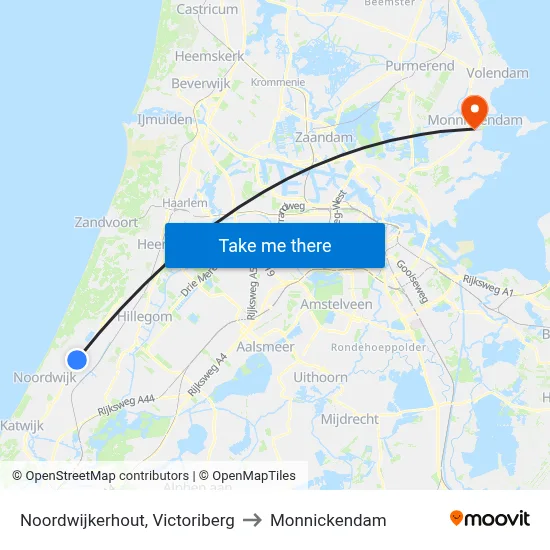 Noordwijkerhout, Victoriberg to Monnickendam map