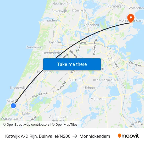 Katwijk A/D Rijn, Duinvallei/N206 to Monnickendam map