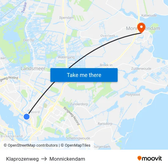 Klaprozenweg to Monnickendam map