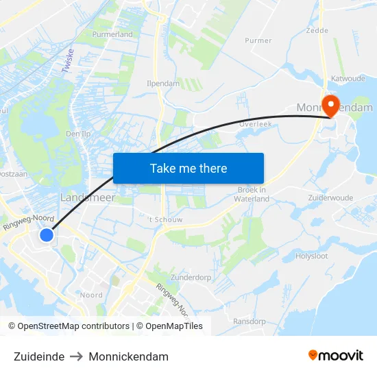 Zuideinde to Monnickendam map