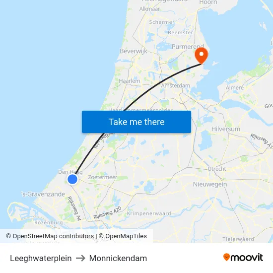 Leeghwaterplein to Monnickendam map