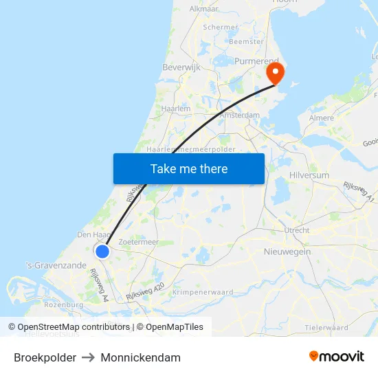 Broekpolder to Monnickendam map