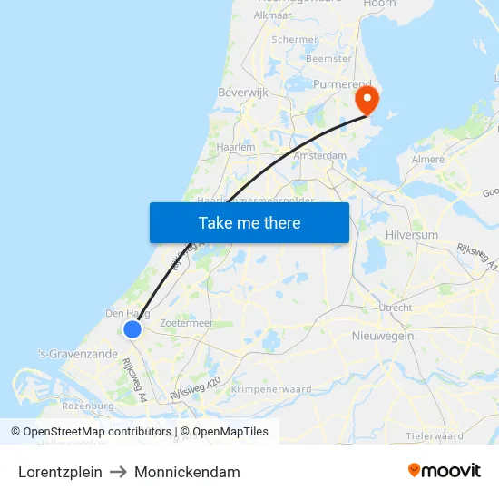Lorentzplein to Monnickendam map