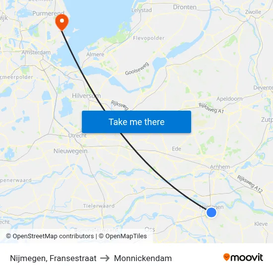 Nijmegen, Fransestraat to Monnickendam map