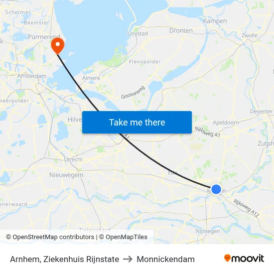 Arnhem, Ziekenhuis Rijnstate to Monnickendam map