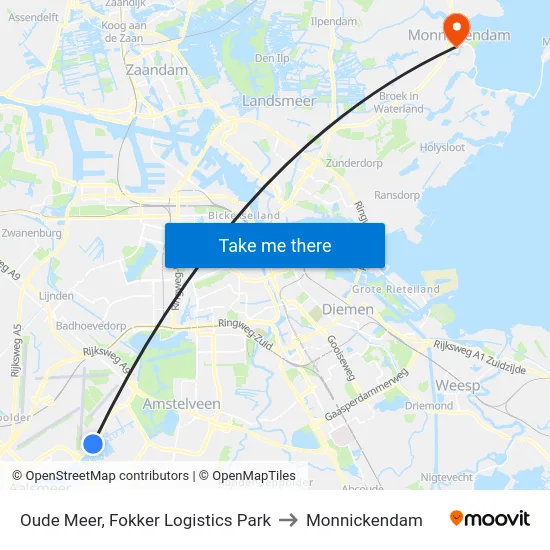 Oude Meer, Fokker Logistics Park to Monnickendam map