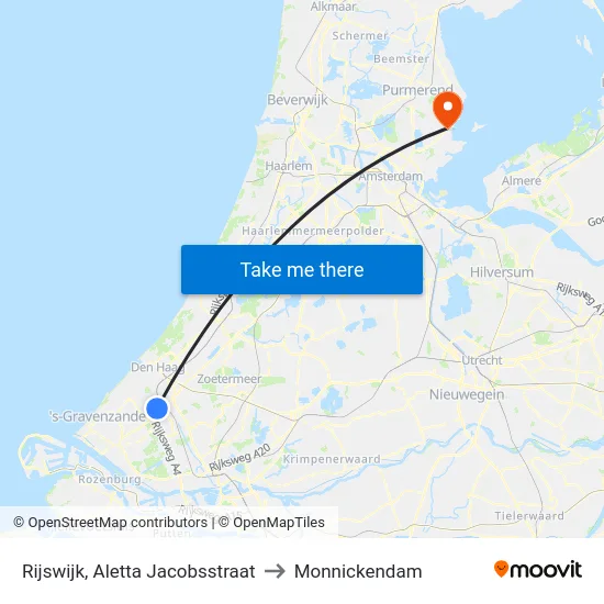 Rijswijk, Aletta Jacobsstraat to Monnickendam map