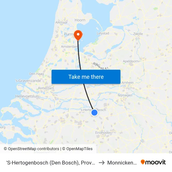 'S-Hertogenbosch (Den Bosch), Provinciehuis to Monnickendam map