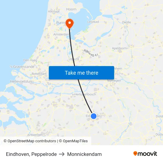 Eindhoven, Peppelrode to Monnickendam map
